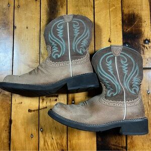 Ariat Fatbaby Womens 8.5B Brown Suede Leather Cowboy Western Boots Ranch Rodeo